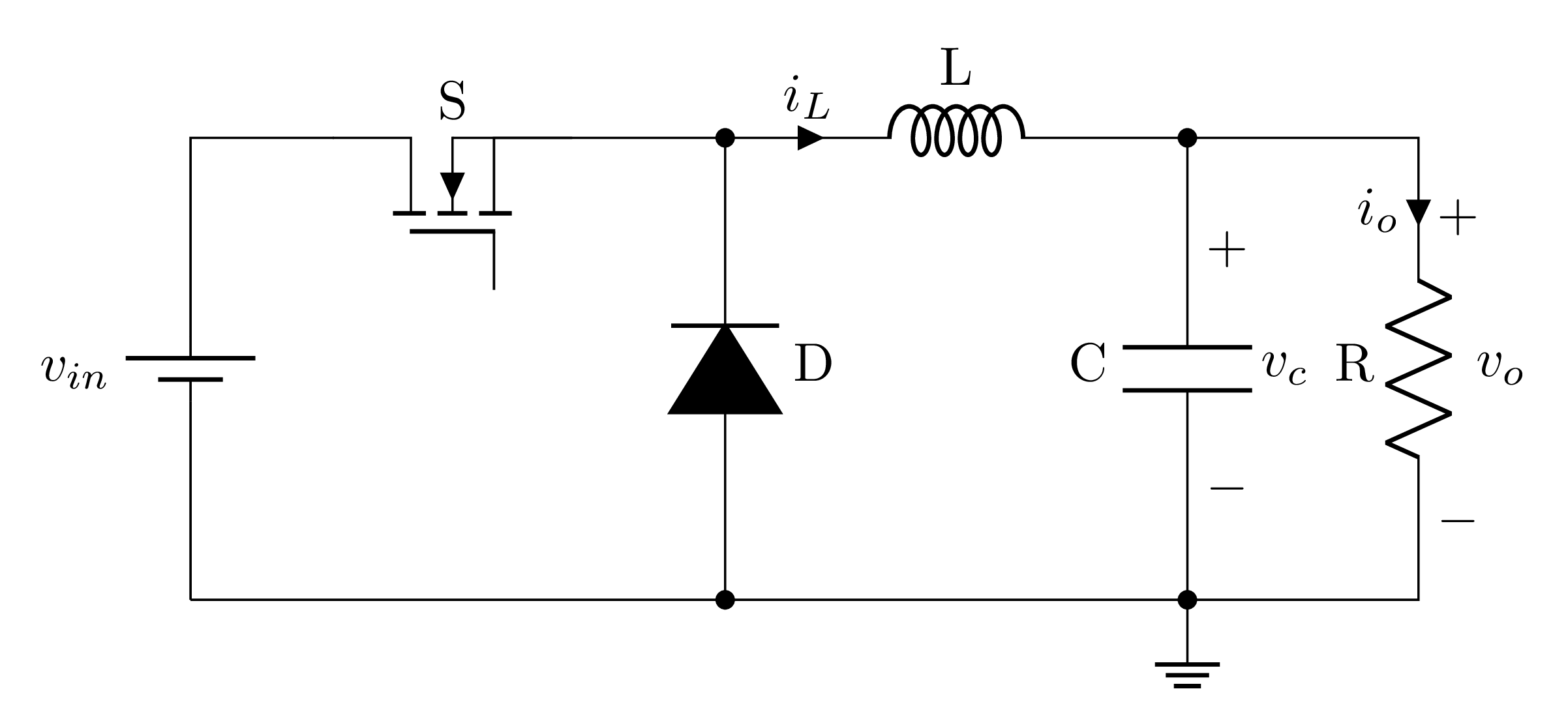 dc-dc buck converter Not scaled in circuitikz