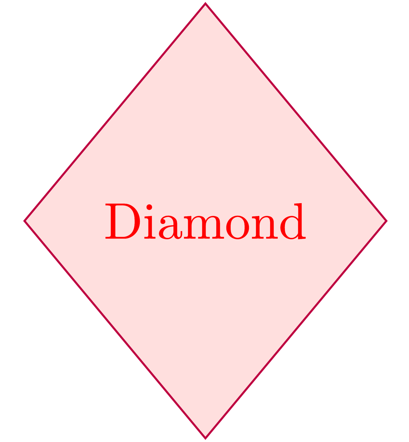 Change size of diamond shape in TikZ LaTeX